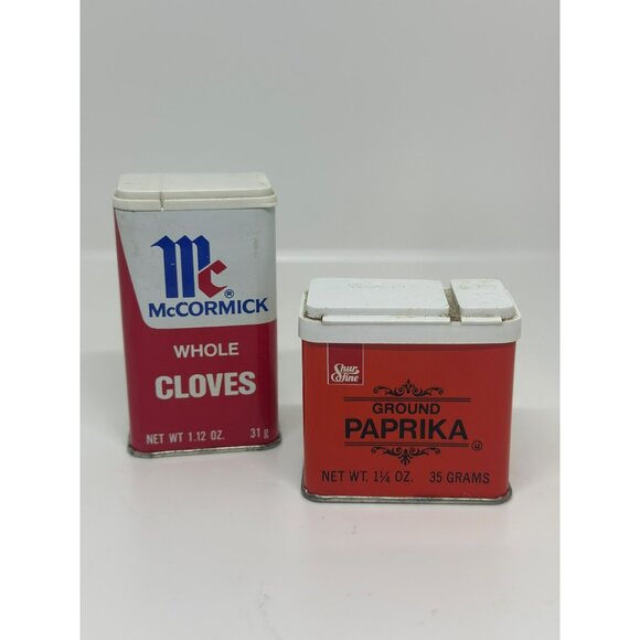 VTG McCormick Whole Cloves & Sunline Ground Paprika Metal Spice Tins Decor - Picture 1 of 4